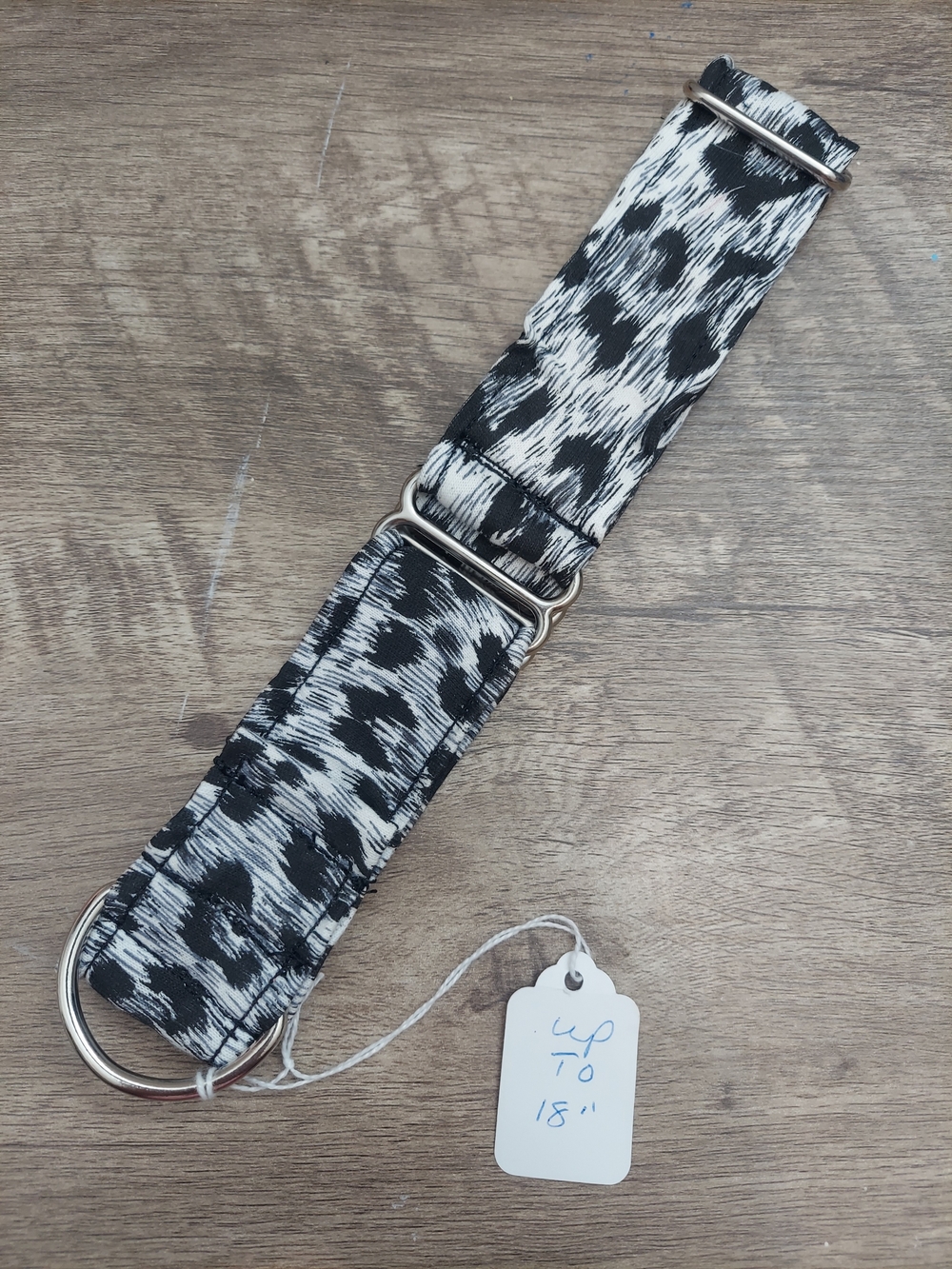 Custom Martingale Dog Collar 1.5" Black White Leopard Sighthound Whippet 18"
